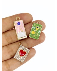 Tarot Plaka Kolye Bileklik Ucu Charm Pembe 1 Adet