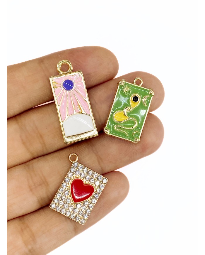 Tarot Plaka Kolye Bileklik Ucu Charm Pembe 1 Adet