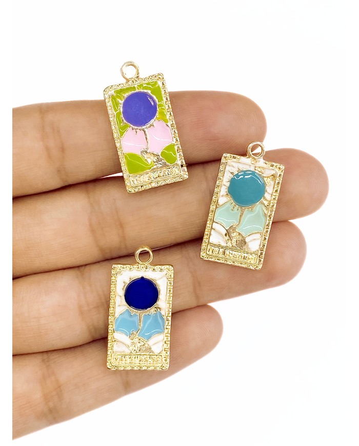 Tarot Dünya Kolye Bileklik Ucu Charm Mavi 1 Adet