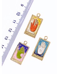 Tarot Hamsa Kolye Bileklik Ucu Charm Turuncu 1 Adet