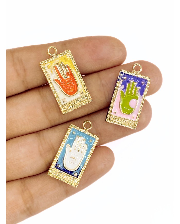 Tarot Hamsa Kolye Bileklik Ucu Charm Turuncu 1 Adet