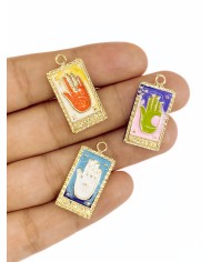 Tarot Hamsa Kolye Bileklik Ucu Charm Turuncu 1 Adet
