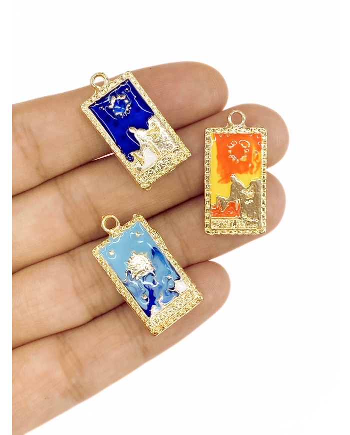 Tarot Alev Kolye Bileklik Ucu Charm Turuncu 1 Adet