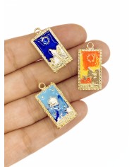 Tarot Alev Kolye Bileklik Ucu Charm Turuncu 1 Adet