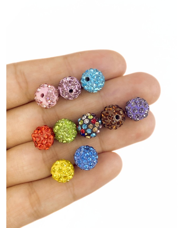 Top Taşlı Boncuk Kolye Bileklik Ucu Charm Pembe 1 Adet