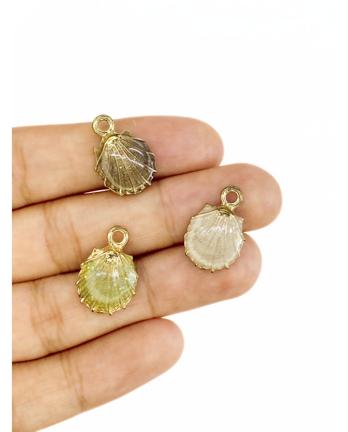 Deniz Kabuğu Kolye Bileklik Ucu Charm Gri 1 Adet