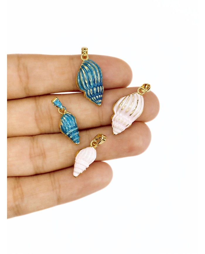 Büyük Deniz Kabuğu Kolye Bileklik Ucu Charm Mavi 1 Adet