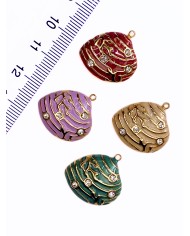 Taşlı Deniz Kabuğu Kolye Bileklik Ucu Charm Kırmızı 1 Adet