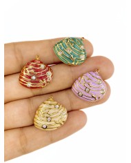 Taşlı Deniz Kabuğu Kolye Bileklik Ucu Charm Kırmızı 1 Adet