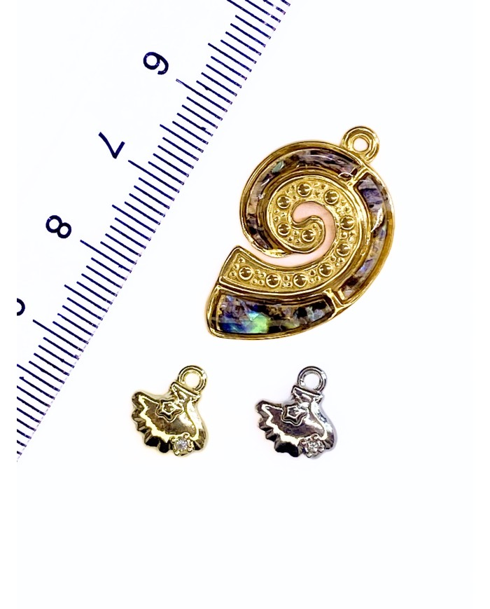 Büyük Deniz Kabuğu Kolye Bileklik Ucu Charm Altın 1 Adet