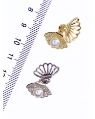 İncili Taşlı Sallantılı Deniz Kabuğu Kolye Bileklik Ucu Charm Altın 1 Adet