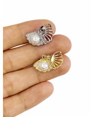 İncili Taşlı Sallantılı Deniz Kabuğu Kolye Bileklik Ucu Charm Altın 1 Adet