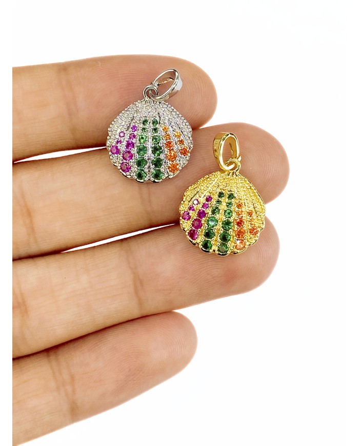 Taşlı Deniz Kabuğu Kolye Bileklik Ucu Charm Altın 1 Adet