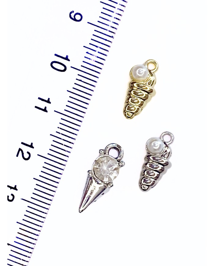 İncili Deniz Kabuğu Kolye Bileklik Ucu Charm Altın 1 Adet