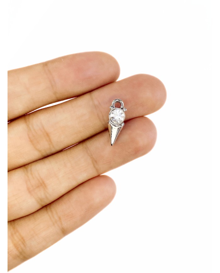 Taşlı Deniz Kabuğu Kolye Bileklik Ucu Charm Gümüş 1 Adet