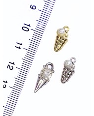 Taşlı Deniz Kabuğu Kolye Bileklik Ucu Charm Gümüş 1 Adet