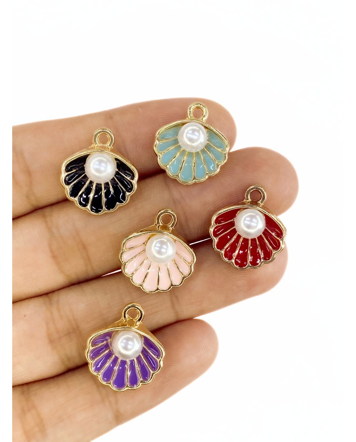 İncili İstiridye Kolye Bileklik Ucu Charm Altın 1 Adet