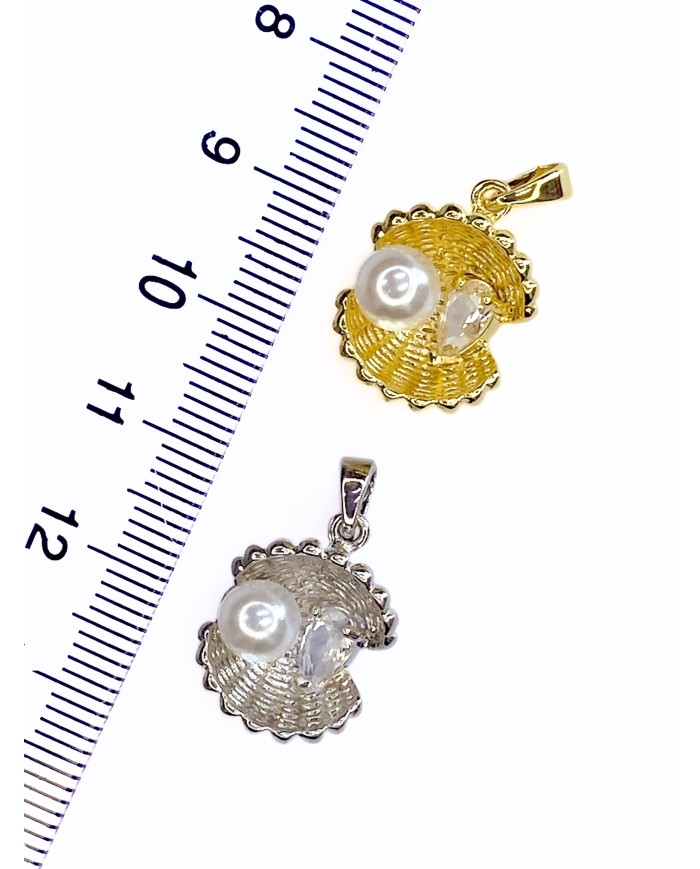 İnci Taşlı İstiridye Kolye Bileklik Ucu Charm Altın 1 Adet