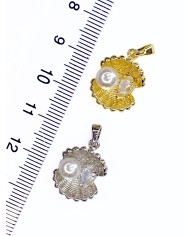 İnci Taşlı İstiridye Kolye Bileklik Ucu Charm Altın 1 Adet