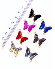 Taşlı Kelebek Kolye Bileklik Ucu Charm Pembe 1 Adet