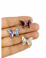 Taşlı Kelebek Kolye Bileklik Ucu Charm Şeffaf 1 Adet