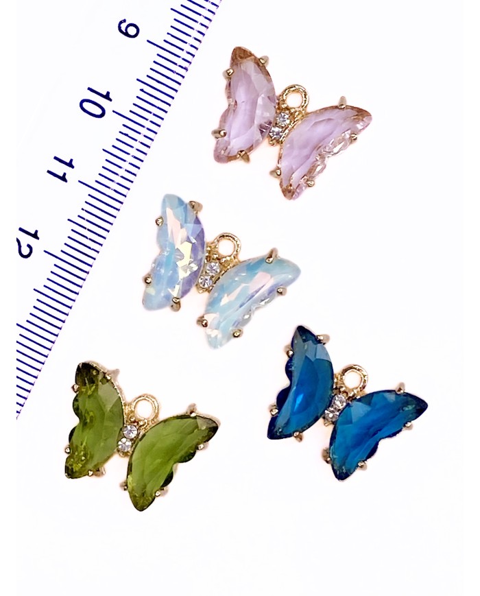 Taşlı Kelebek Kolye Bileklik Ucu Charm Yeşil 1 Adet