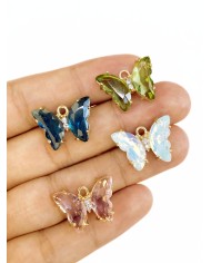 Taşlı Kelebek Kolye Bileklik Ucu Charm Yeşil 1 Adet