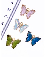 Taşlı Kelebek Kolye Bileklik Ucu Charm Yeşil 1 Adet