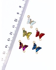 Taşlı Kelebek Kolye Bileklik Ucu Charm Yeşil 1 Adet