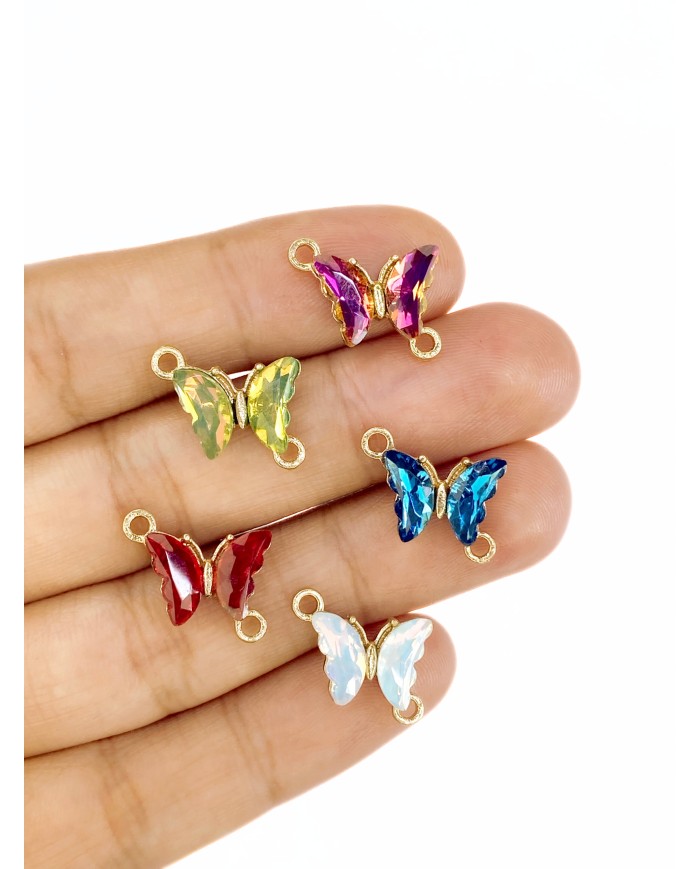 Taşlı Kelebek Kolye Bileklik Ucu Charm Yeşil 1 Adet