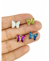 Taşlı Kelebek Kolye Bileklik Ucu Charm Mor 1 Adet