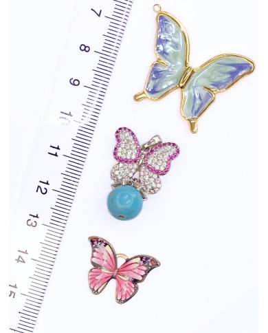 Mineli Kelebek Kolye Bileklik Ucu Charm 1 Adet