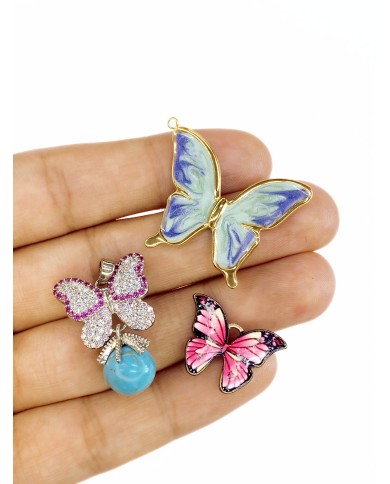 Mineli Kelebek Kolye Bileklik Ucu Charm 1 Adet