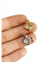 Taşlı Balık Kolye Bileklik Ucu Charm Altın 1 Adet