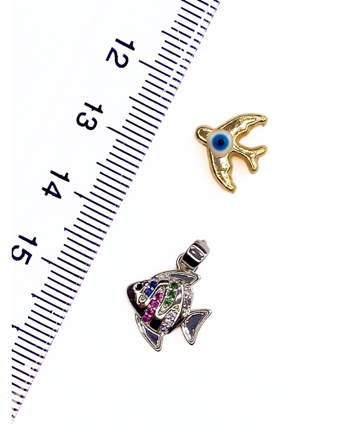 Mineli Balık Kolye Bileklik Ucu Charm Altın 1 Adet