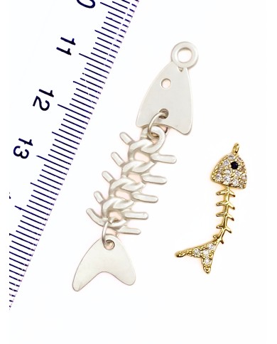 Kılçıklı Taşlı Balık Kolye Bileklik Ucu Charm Altın 1 Adet