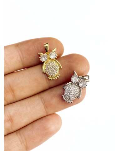 Taşlı Baykuş Kolye Bileklik Ucu Charm Altın 1 Adet