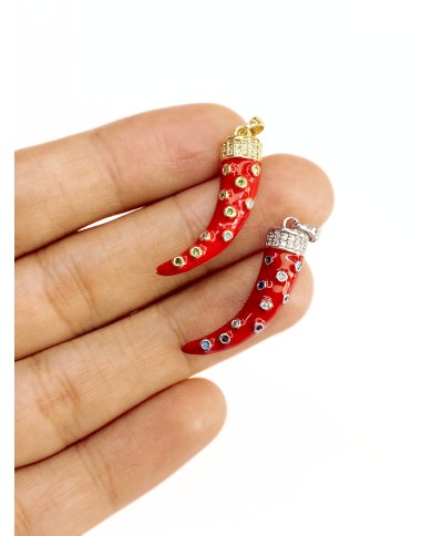 Taşlı Biber Kolye Bileklik Ucu Charm Kırmızı 1 Adet