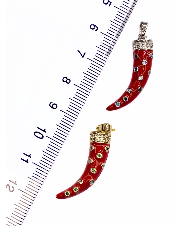 Taşlı Biber Kolye Bileklik Ucu Charm Kırmızı 1 Adet