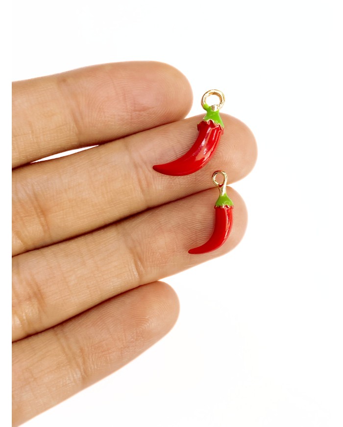 Büyük Biber Kolye Bileklik Ucu Charm Kırmızı 1 Adet