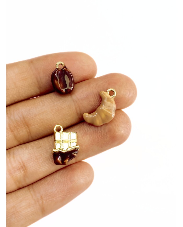 Kahve Çekirdeği Kolye Bileklik Ucu Charm Kahverengi 1 Adet