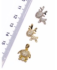 Zirkon Taşlı Geğik Kolye Bileklik Ucu Charm Altın 1 Adet