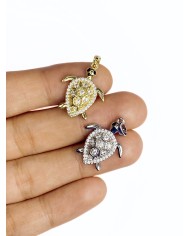 Zirkon Taşlı Kaplumbağa Kolye Bileklik Ucu Charm 1 Adet