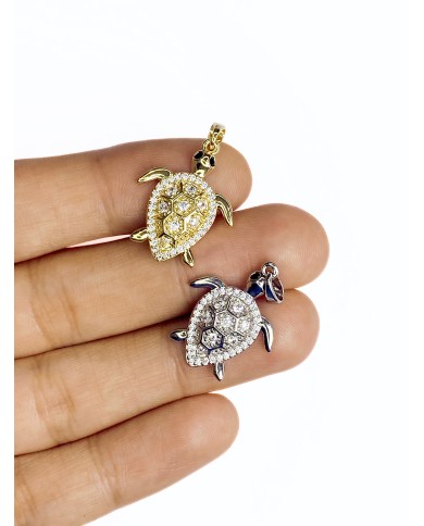 Zirkon Taşlı Kaplumbağa Kolye Bileklik Ucu Charm 1 Adet