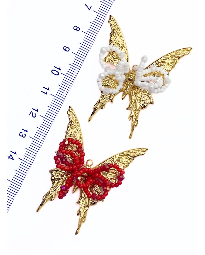 Boncuklu Kelebek Kolye Bileklik Ucu Charm Altın 1 Adet