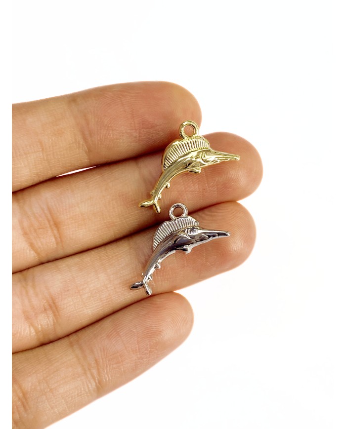 Kılıç Balığı Kolye Bileklik Ucu Charm Altın 1 Adet
