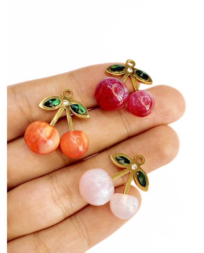 Kiraz Kolye Bileklik Ucu Charm Turuncu 1 Adet