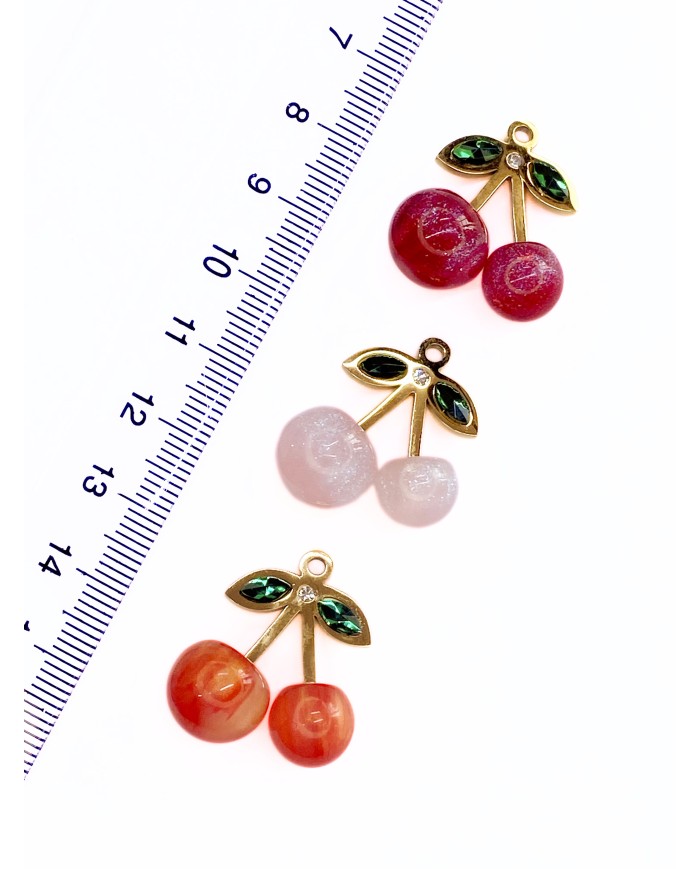 Kiraz Kolye Bileklik Ucu Charm Turuncu 1 Adet