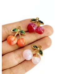 Kiraz Kolye Bileklik Ucu Charm Turuncu 1 Adet