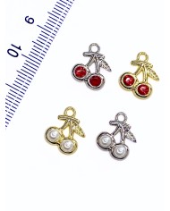 İncili Kiraz Kolye Bileklik Ucu Charm Gümüş 1 Adet